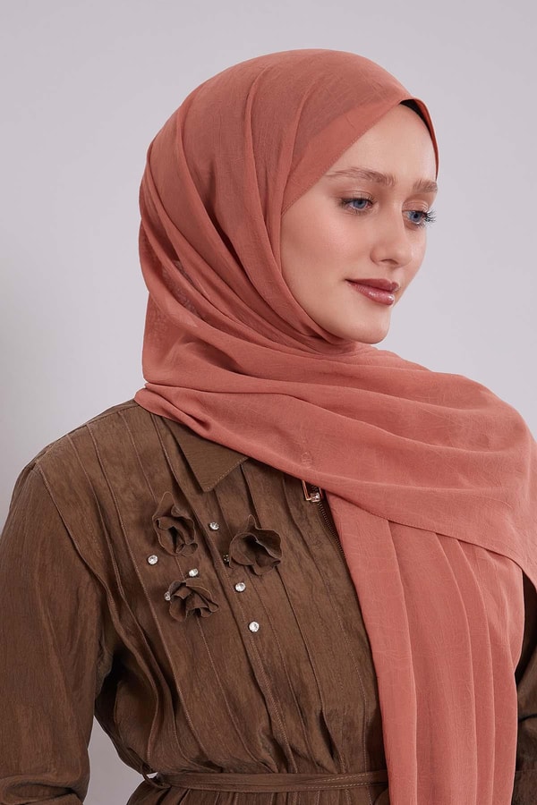 Açık Somon Frozen Krep Şal