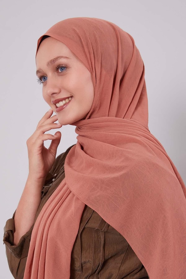 Açık Somon Frozen Krep Şal