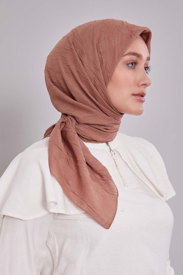 Açık Kahve Kraş Şifon Eşarp