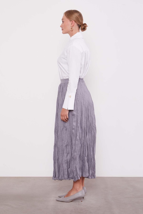 Antrasit Kırışık Model Etek