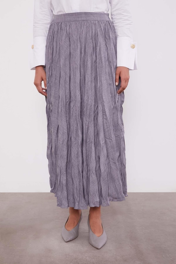 Antrasit Kırışık Model Etek