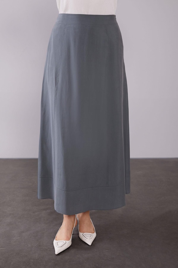 Antrasit Omuz Fermuar Detaylı Etek Takım