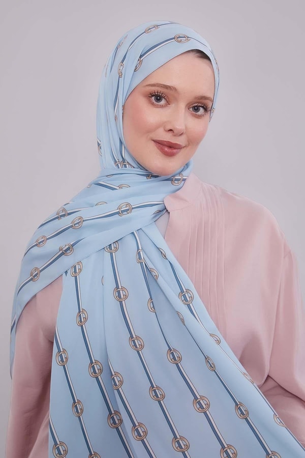 Bebe Mavisi Çizgili Halka Desen Club Şal