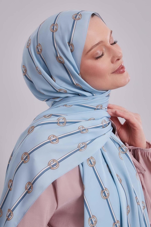 Bebe Mavisi Çizgili Halka Desen Club Şal