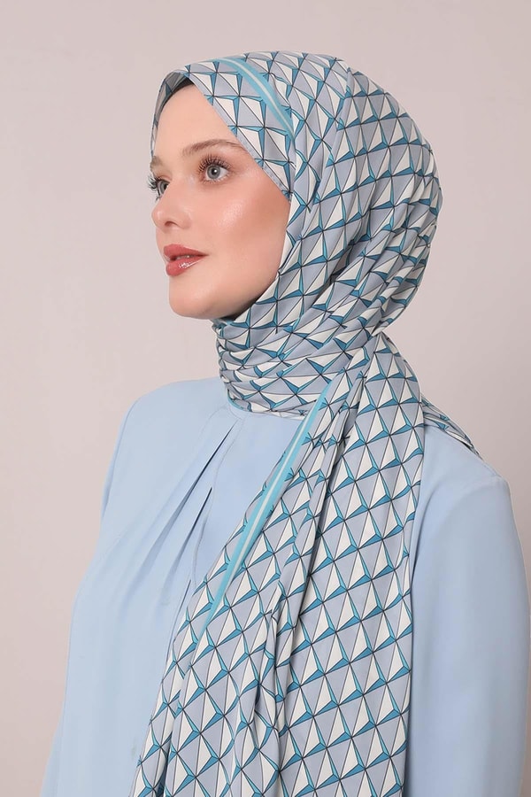 Bebe Mavisi Üçgen Desen Club Şal