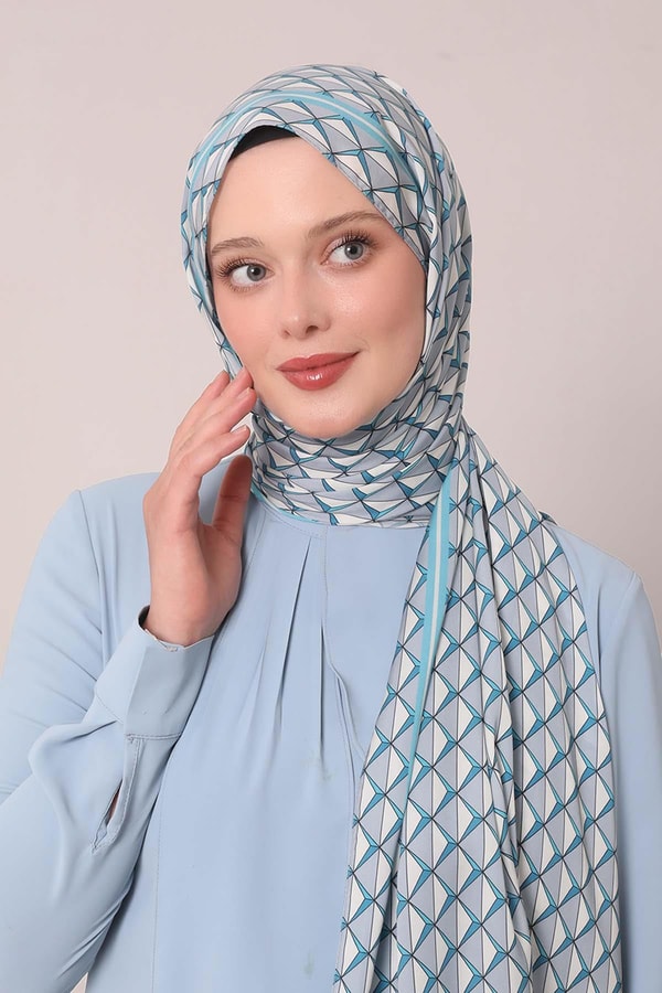 Bebe Mavisi Üçgen Desen Club Şal