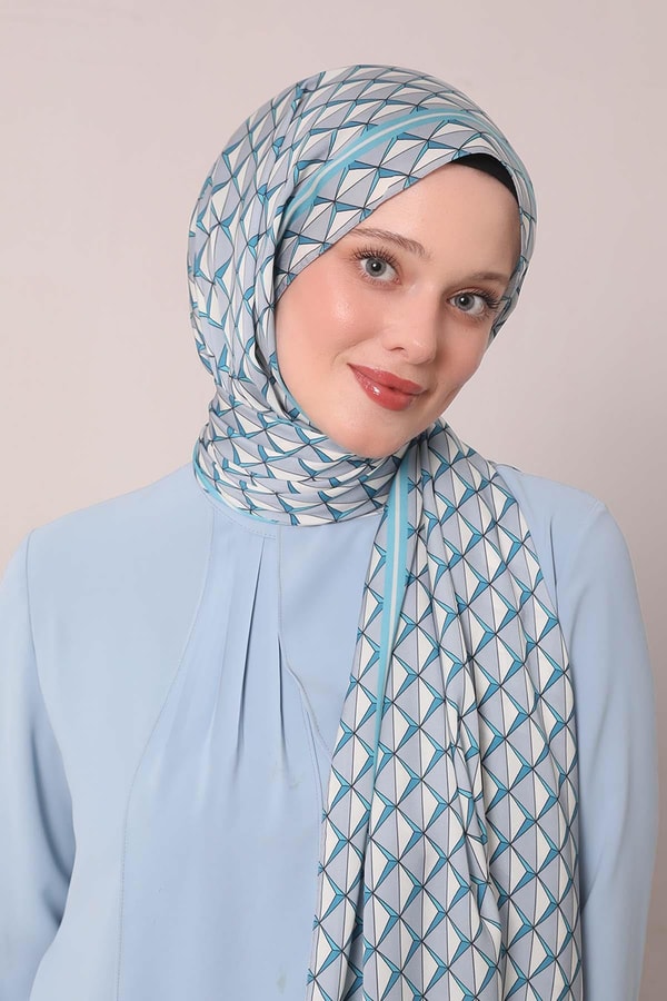 Bebe Mavisi Üçgen Desen Club Şal