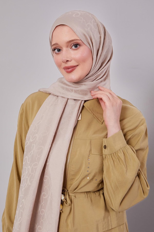 Bej Geometrik Desen Grazia Şal