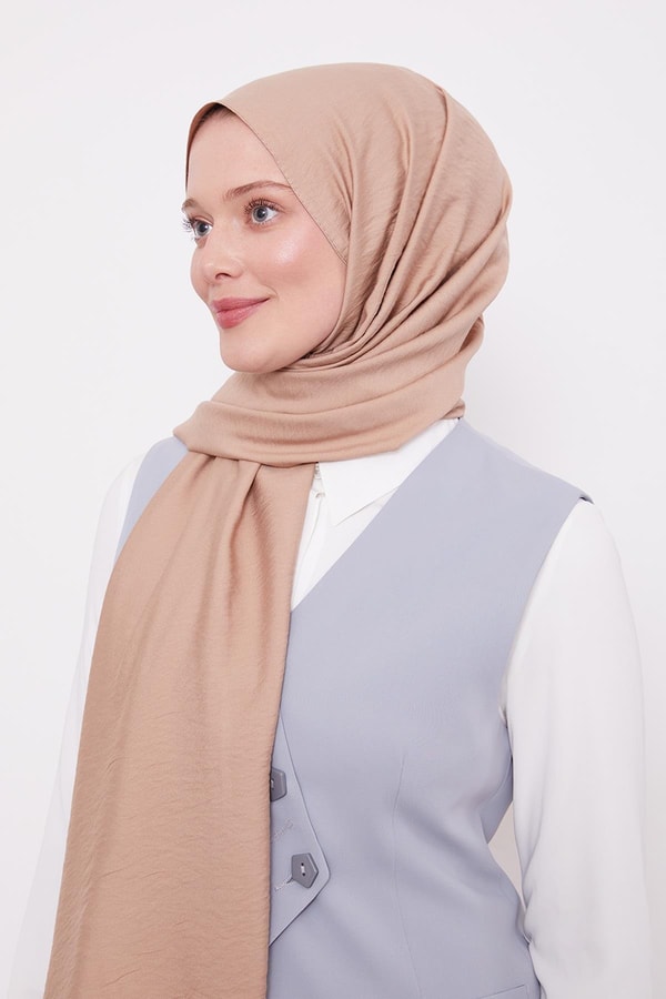 Bej Leola Düz Şal