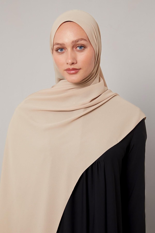 Bej Lux Şifon Şal