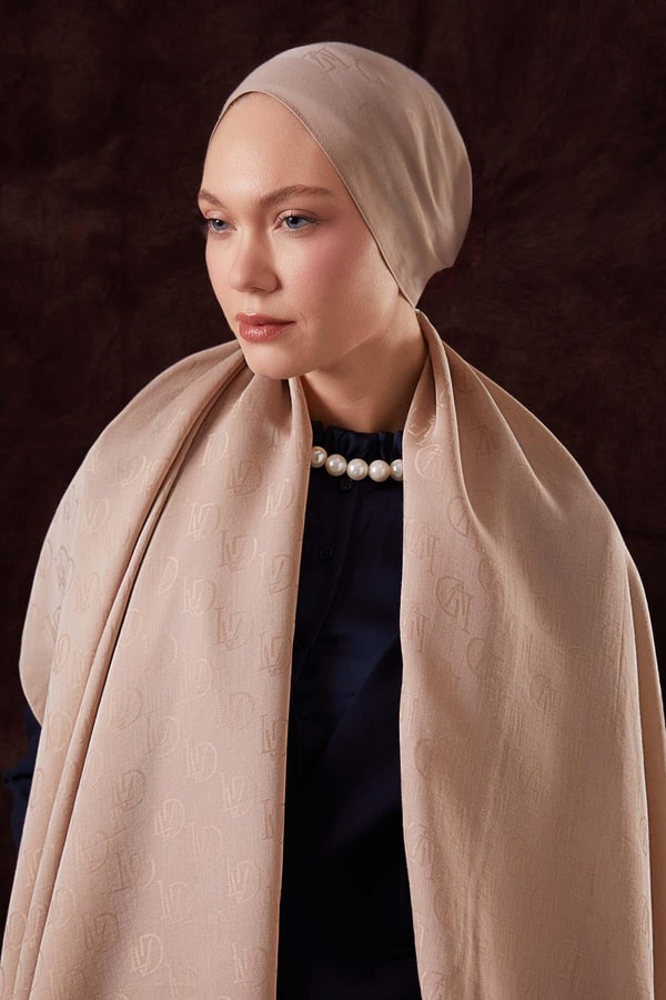 Bej LVD Baskılı Naia Jakar Şal