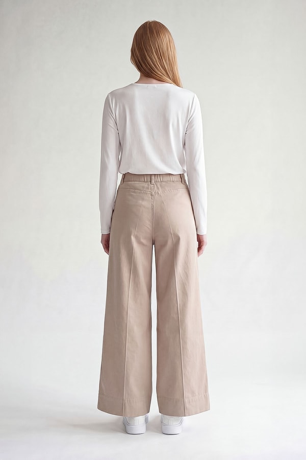 Bej Wideleg Pantolon