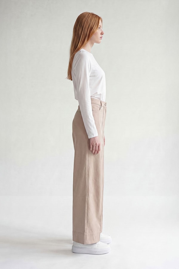 Bej Wideleg Pantolon