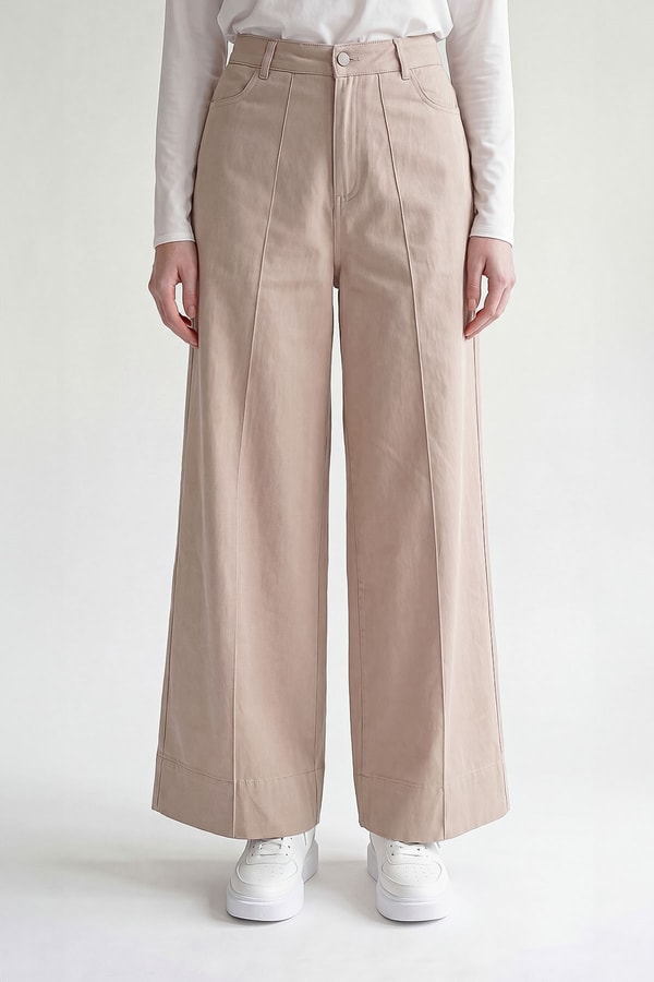 Bej Wideleg Pantolon