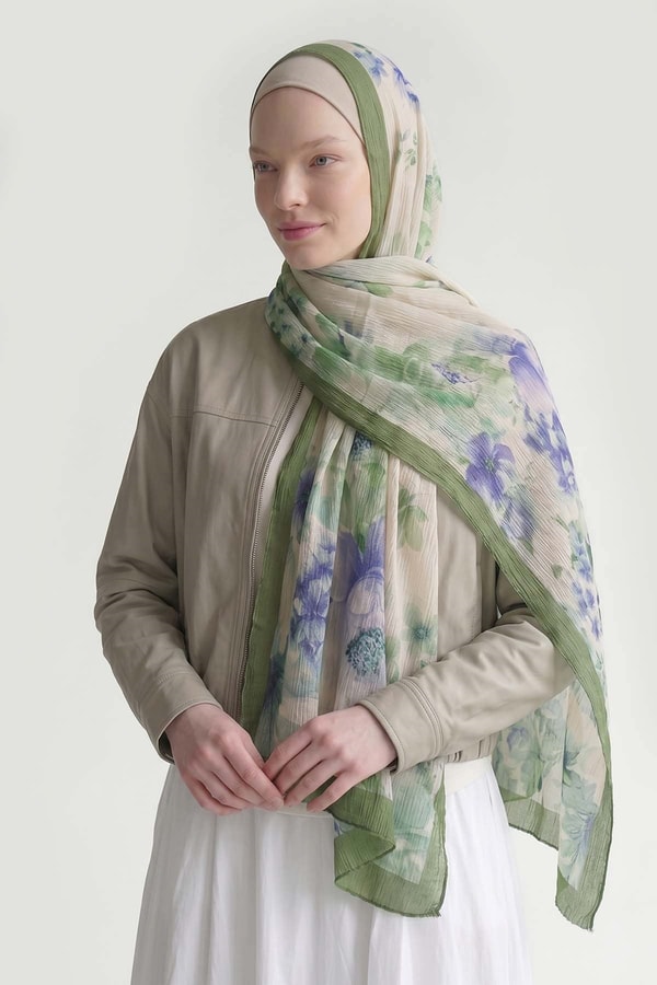 Benetton Çiçek Desen Müslin Şal