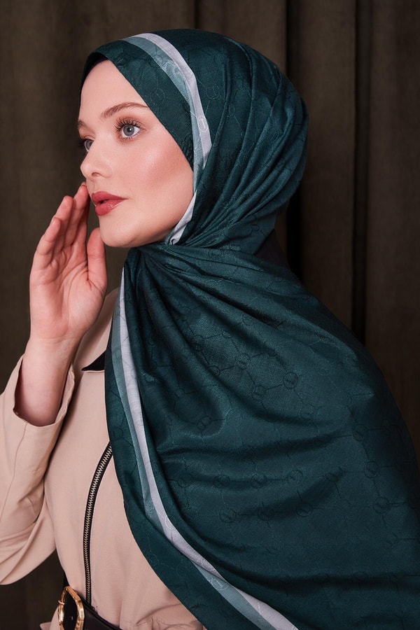 Benetton Çift Çizgili Monogram Şal
