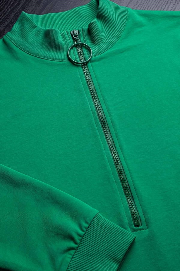 Benetton Dik Yaka Fermuarlı Sweat
