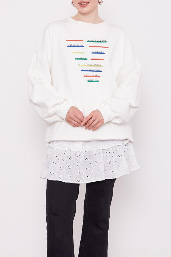 Beyaz Fırfırlı Gömlek Altı İçlik