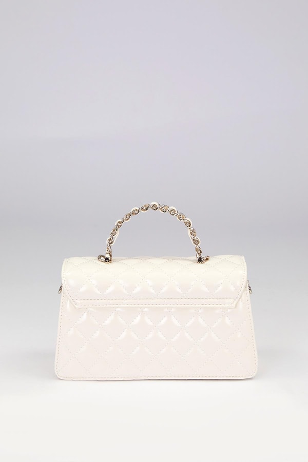 Beyaz Gül Baskılı El Çantası