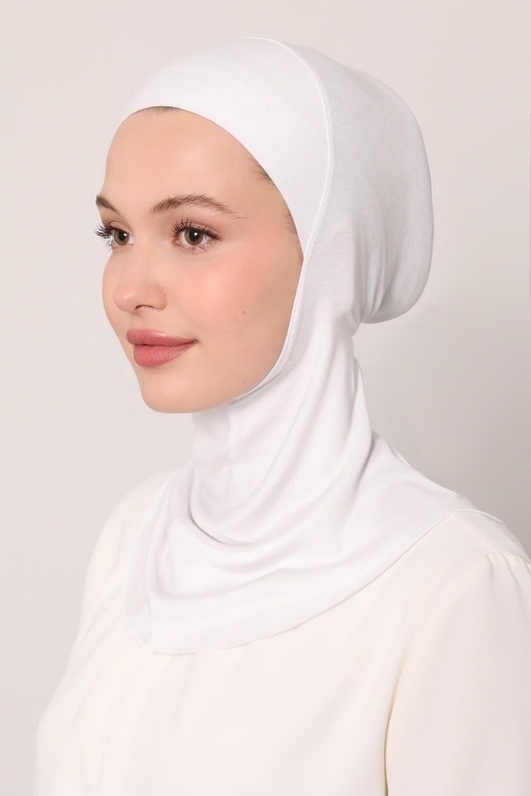 Beyaz Hijabchi Boyunluklu Bone
