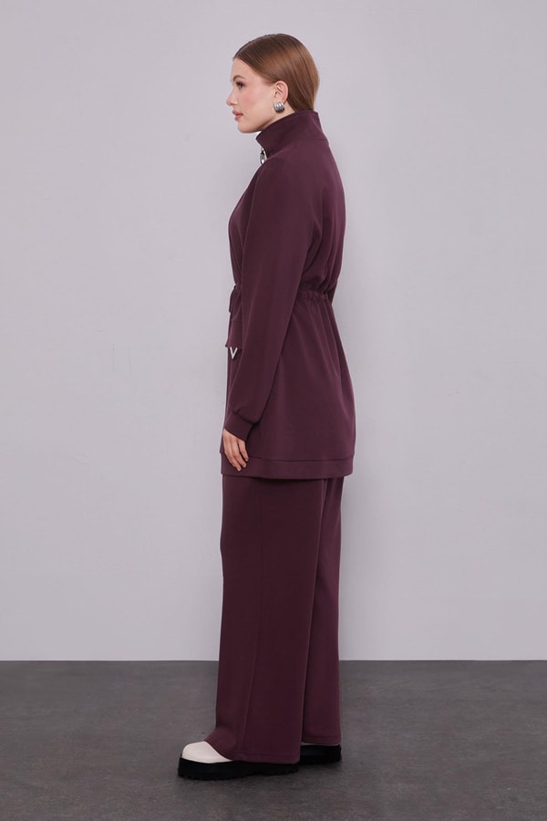 Bordo Cep Aksesuar Detaylı İkili Takım