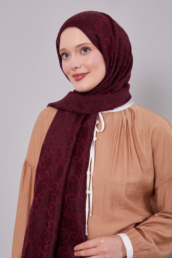 Bordo Geometrik Desen Grazia Şal