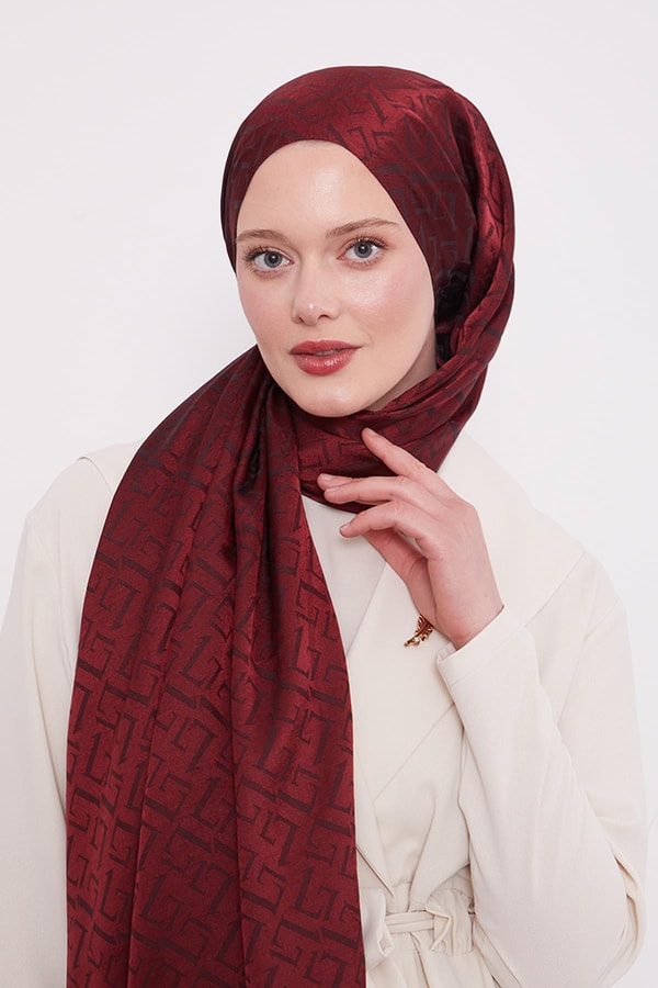 Bordo L Desen İtalyan Jakar Şal