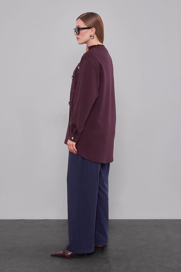 Bordo Örgü Detay Model Sweat