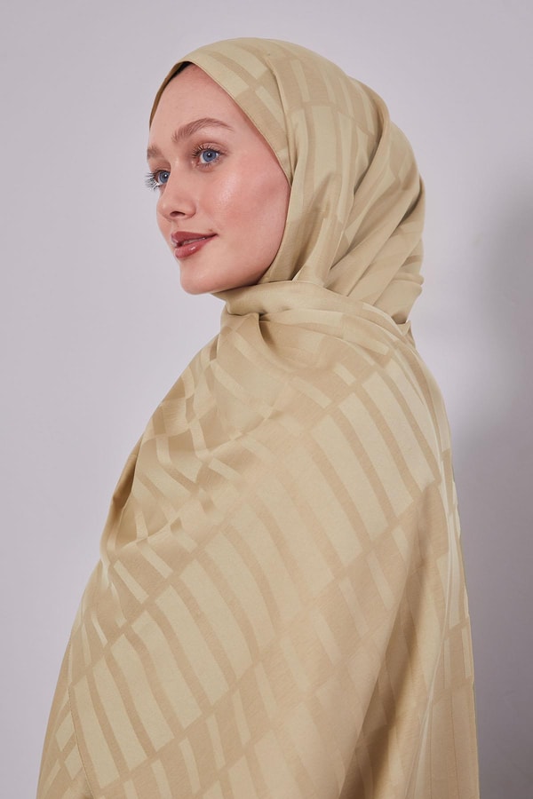 Çağla Yeşili Kesik Çizgili Blue Jakar Şal