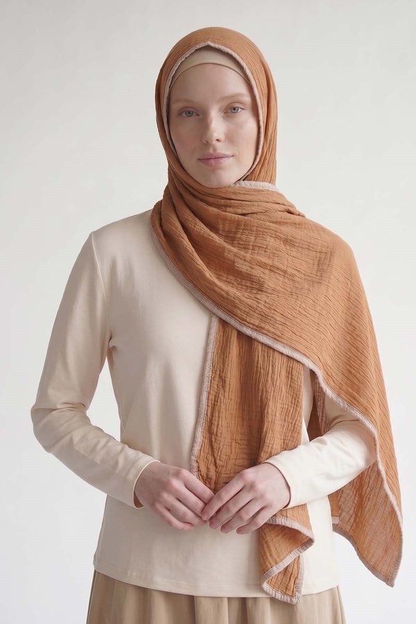 Camel Basıc Müslin Şal