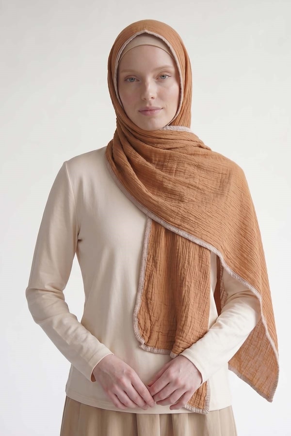 Camel Basıc Müslin Şal