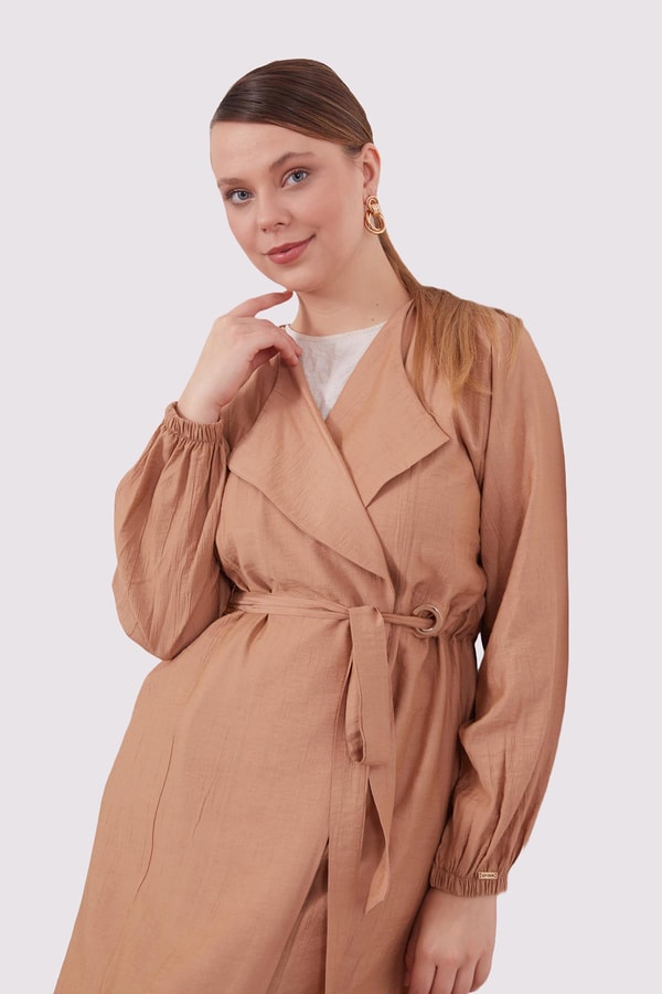 Belden Kuşak Detaylı İkili Takım Camel