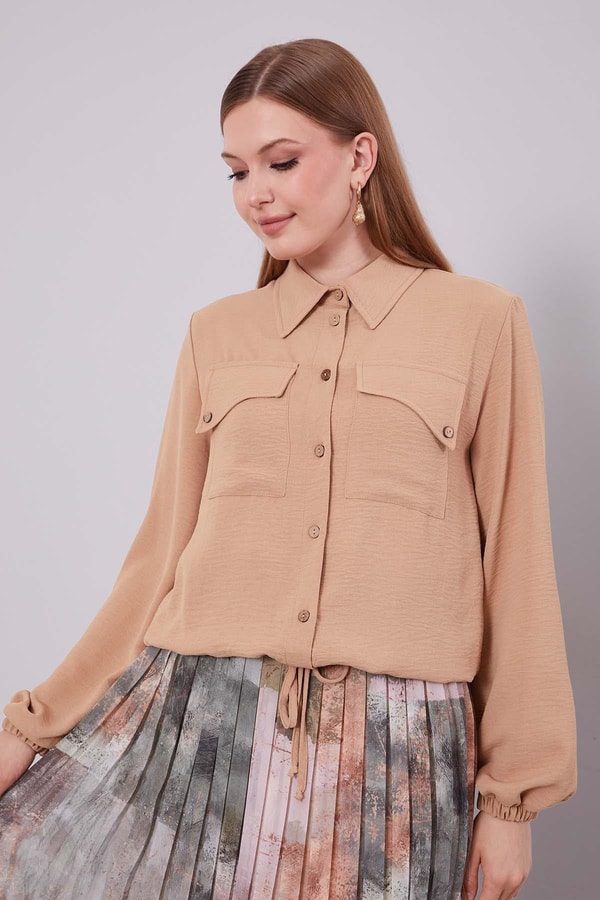 CAMEL-HAKİ Bel Büzgülü Etek Takım