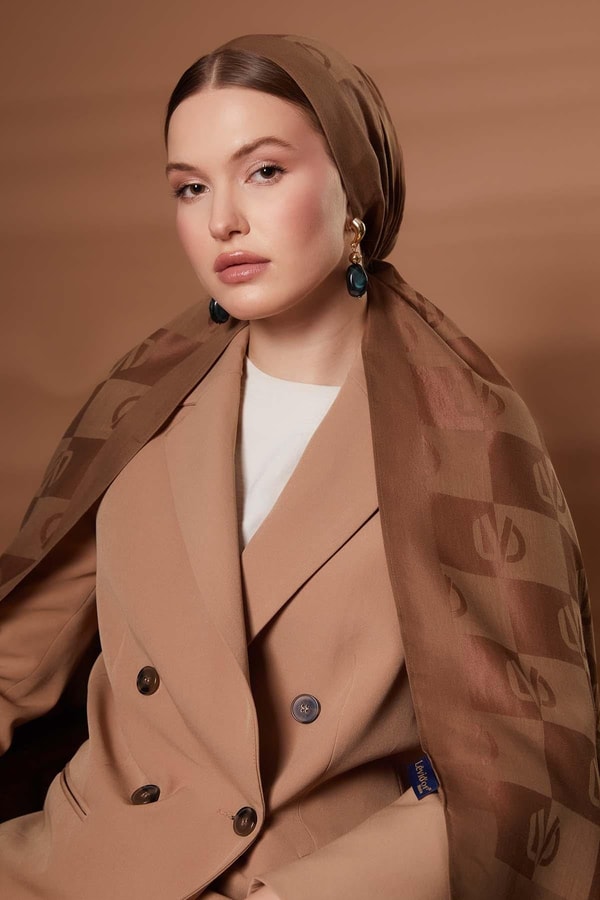 Camel Kare LVD Baskılı Naia Jakar Şal