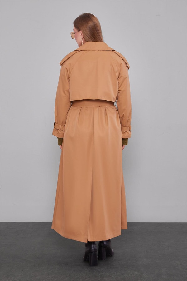 Camel Kol Kemerli Trençkot