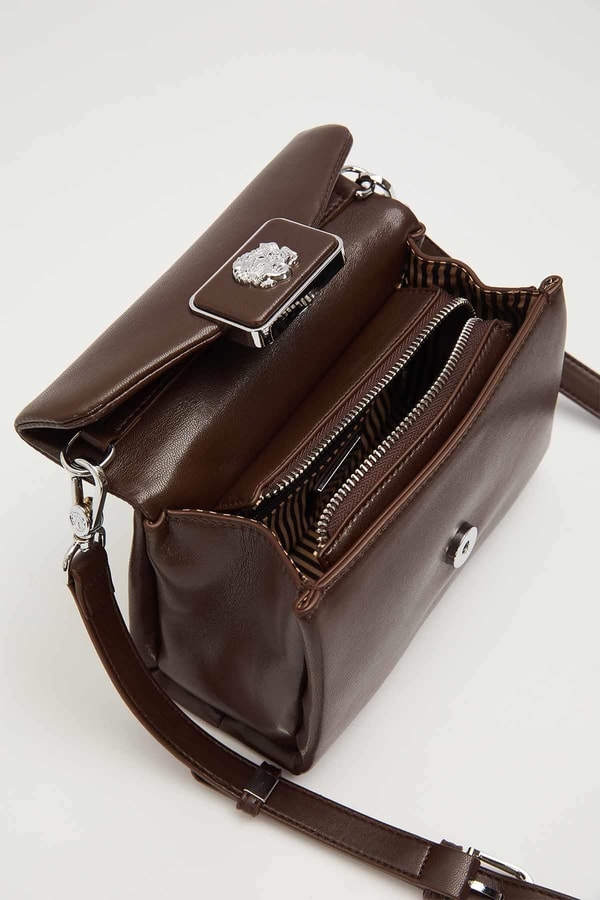 Camel Metal Aksesuar Tokalı El Çantası