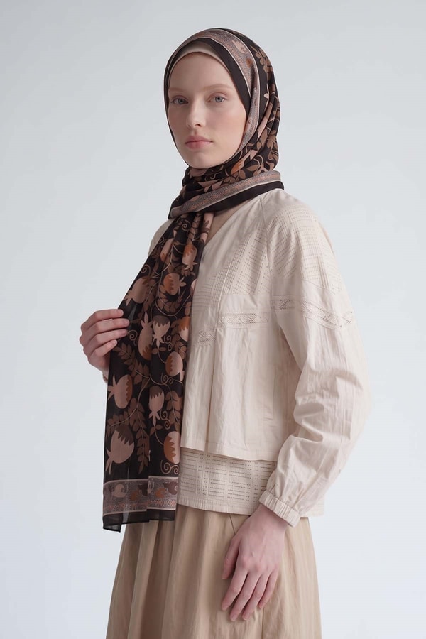 Camel Nar Desenli Royal Şal
