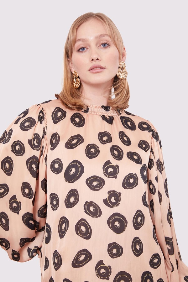 Camel Yuvarlak Desenli Tunik