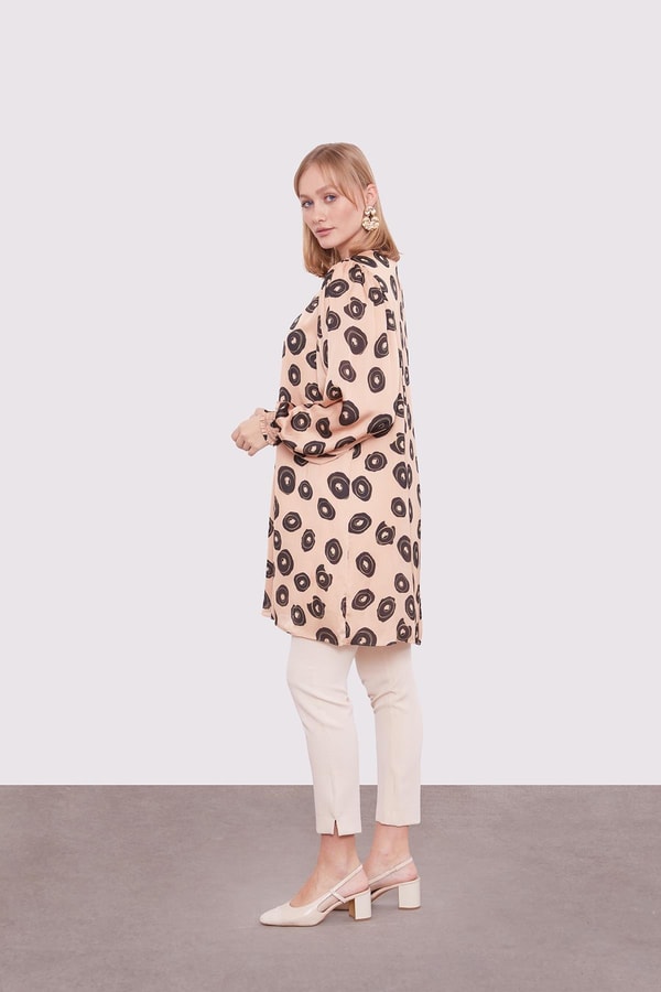 Camel Yuvarlak Desenli Tunik