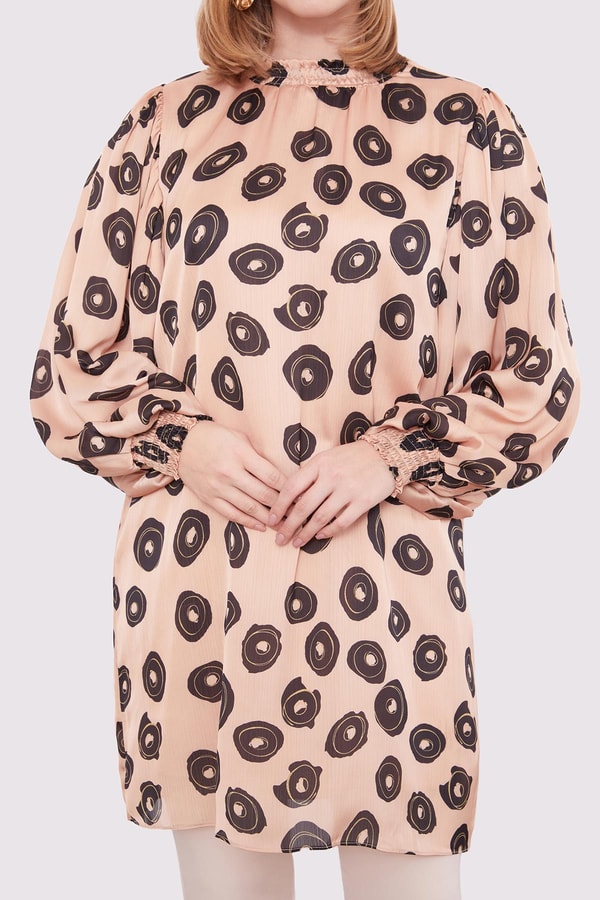 Camel Yuvarlak Desenli Tunik