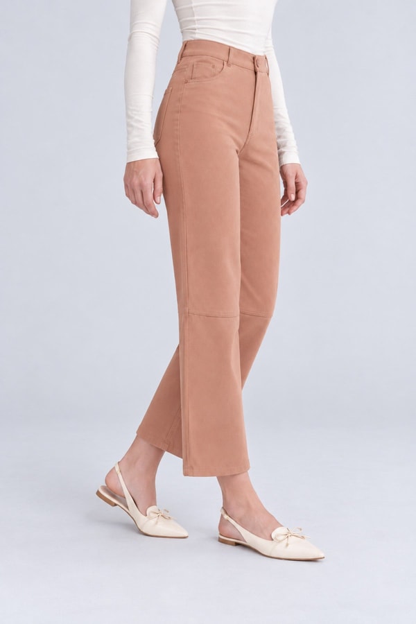 Diz Dikiş Detaylı Pantolon Camel