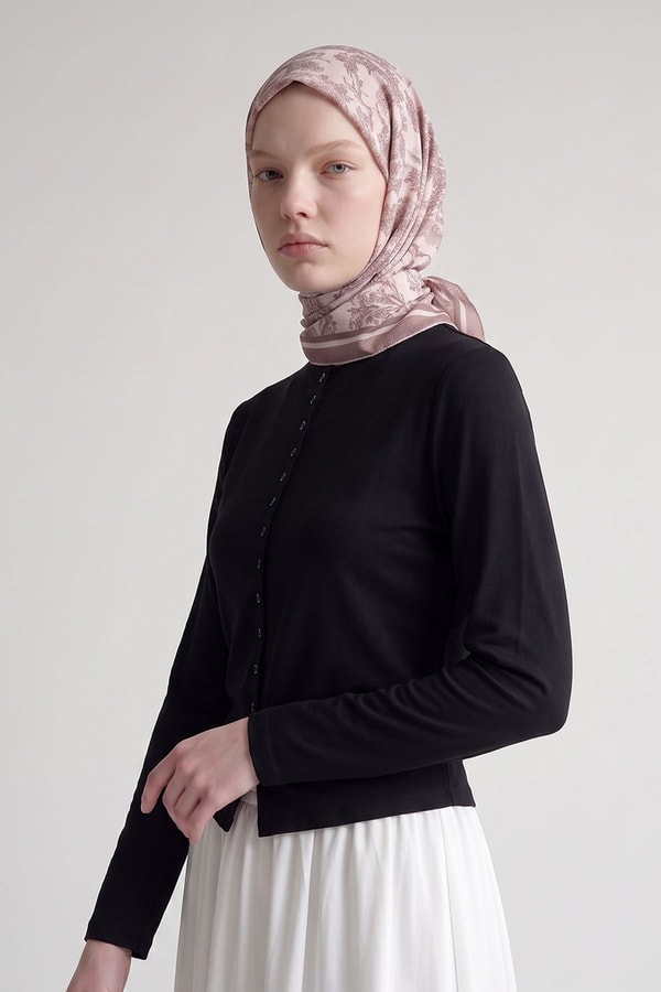 Doğa Desen Elya Eşarp Eflatun
