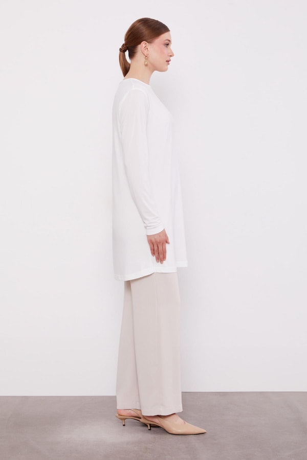 Ekru Uzun Kollu Sandy İçlik
