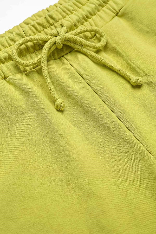 Fıstık Yeşili Beli Lastikli Bağıcıklı Pantolon