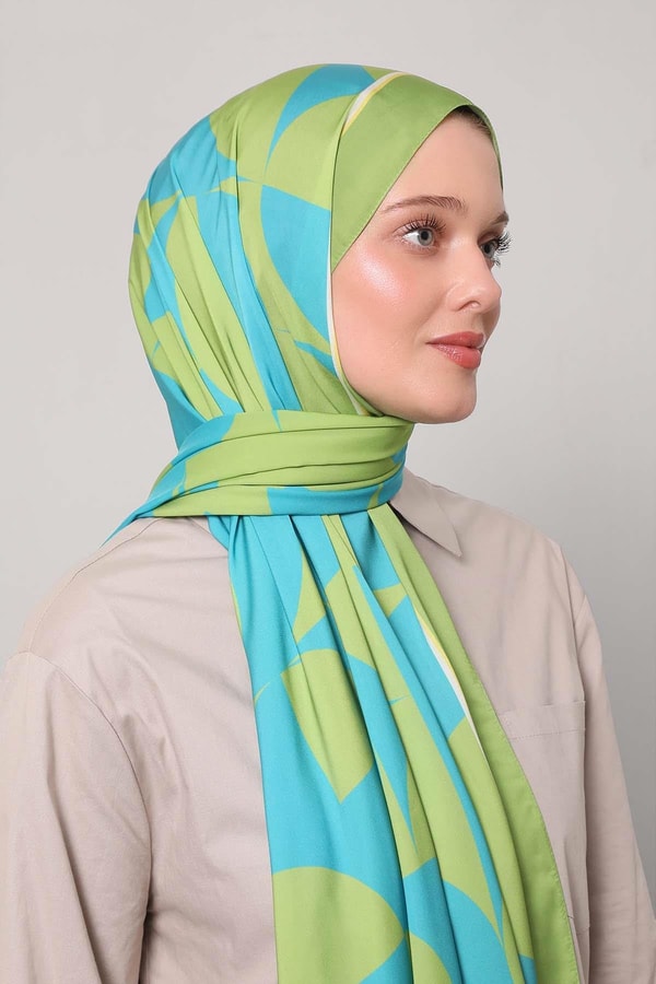 Fıstık Yeşili Dairesel Desen Club Şal