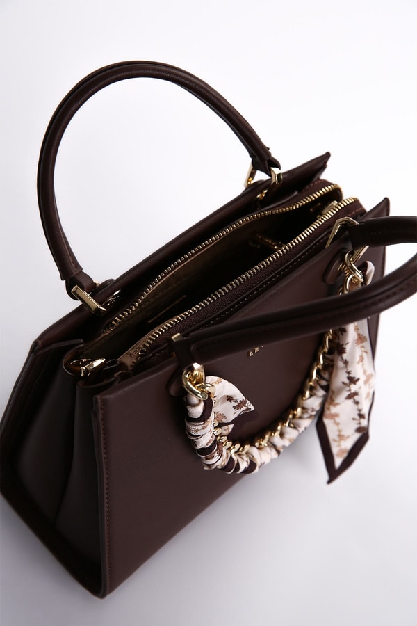 Fularlı Zincir El Çantası Camel