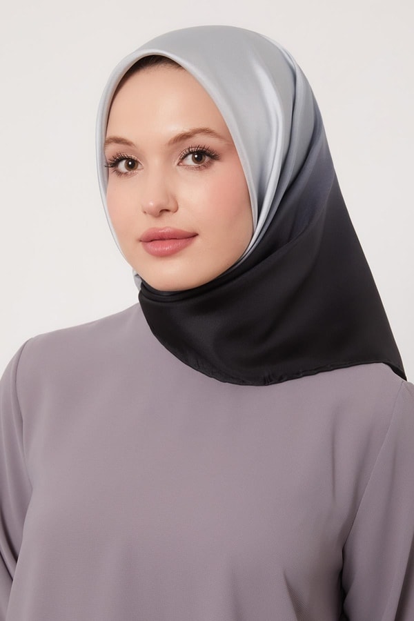 Füme Geçişli Twill İpek Eşarp