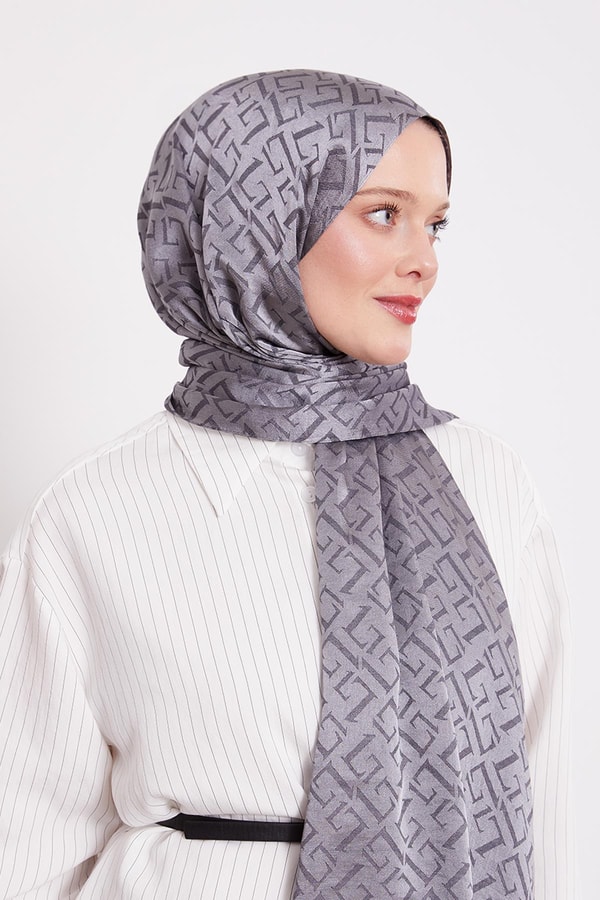 Füme L Desen İtalyan Jakar Şal