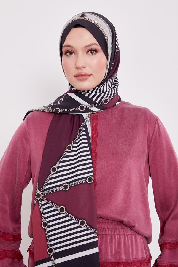 Geometrik Desenli Desenli Love Şal Siyah