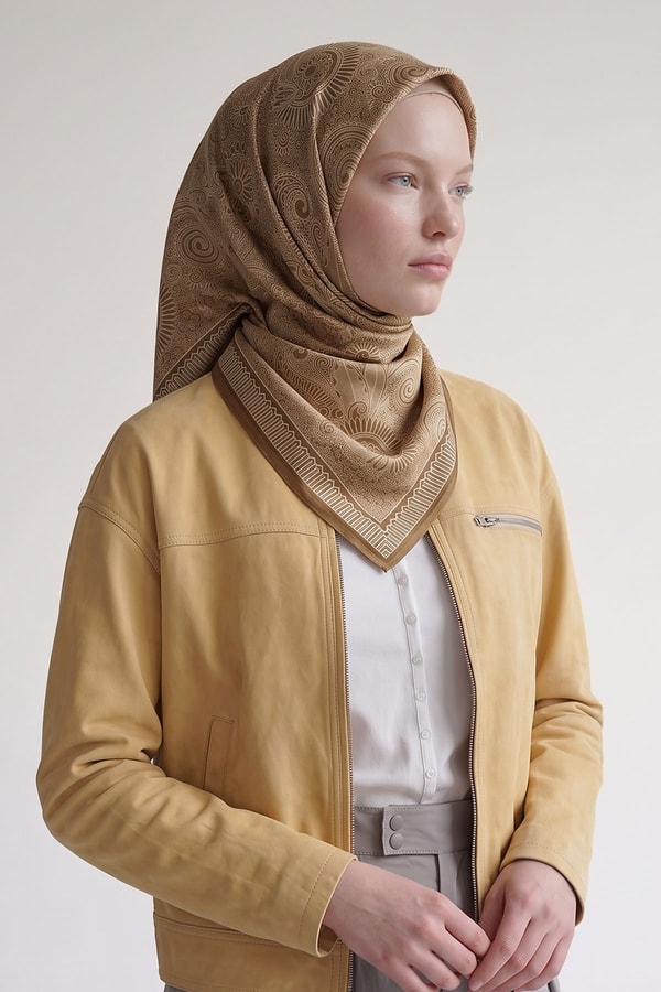 Gold Etnik Desen Marvella Eşarp